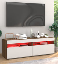 TV-Schränke 2Stk mit LED-Leuchten Braun Eichen-Optik 60x35x40cm