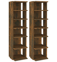 Schuhregale 2 Stk. Räuchereiche 27,5x27x102 cm Holzwerkstoff