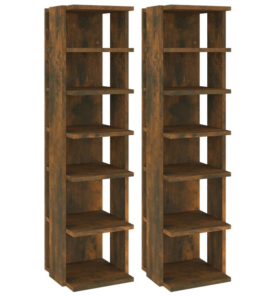 Schuhregale 2 Stk. Räuchereiche 27,5x27x102 cm Holzwerkstoff