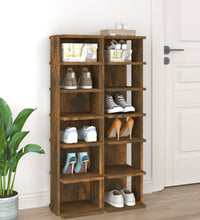 Schuhregale 2 Stk. Räuchereiche 27,5x27x102 cm Holzwerkstoff