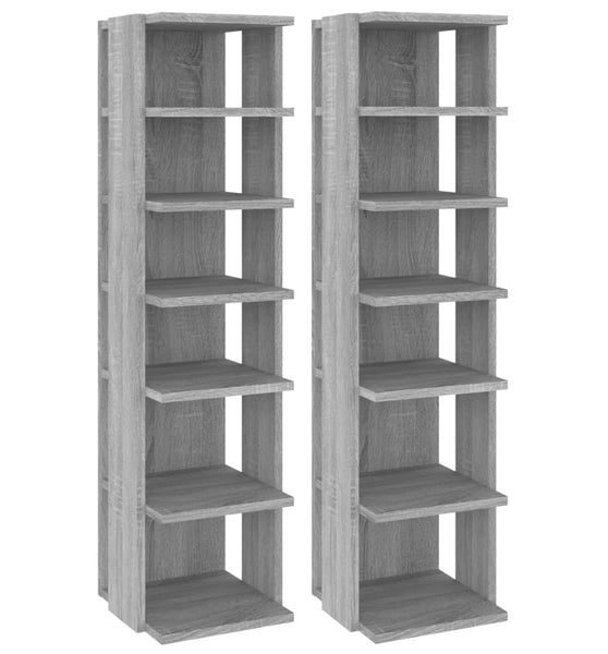 Schuhregale 2 Stk. Grau Sonoma 27,5x27x102 cm Holzwerkstoff