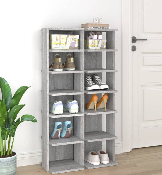 Schuhregale 2 Stk. Grau Sonoma 27,5x27x102 cm Holzwerkstoff