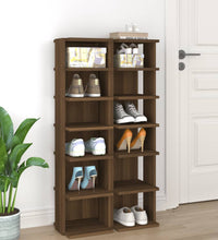 Schuhregale 2 Stk. Braun Eiche 27,5x27x102 cm Holzwerkstoff