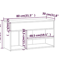 Schuhbank Räuchereiche 80x30x45 cm Holzwerkstoff