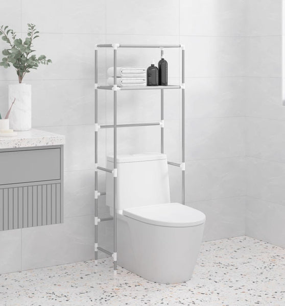 Toilettenregal 2 Ablagen Grau 53,5x28x143 cm Eisen