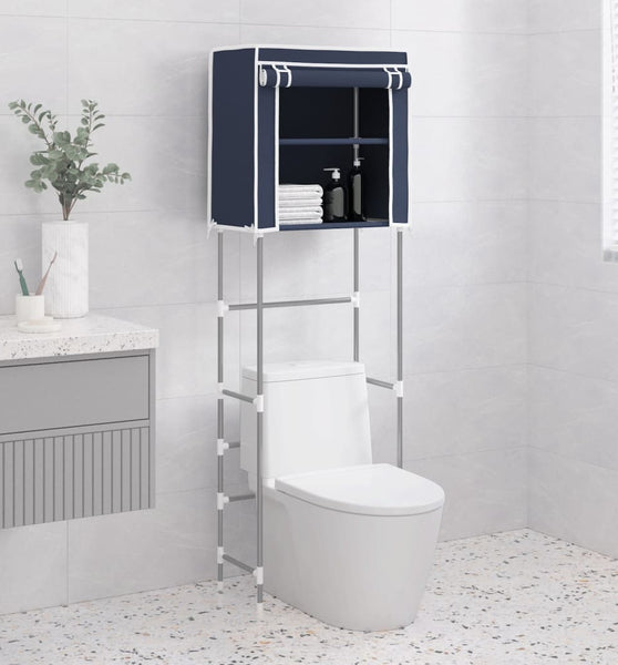 Toilettenregal 2 Ablagen Blau 56x30x170 cm Eisen