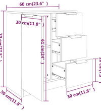 Sideboard Betongrau 60x30x70 cm Holzwerkstoff