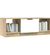 Couchtisch Weiß und Sonoma-Eiche 102x50x36 cm Holzwerkstoff