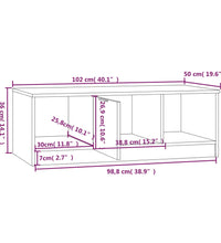 Couchtisch Weiß und Sonoma-Eiche 102x50x36 cm Holzwerkstoff