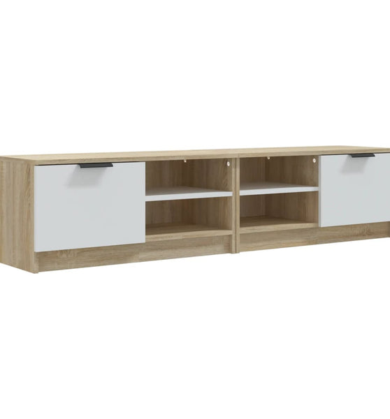 TV-Schränke 2 Stk. Weiß Sonoma-Eiche 80x35x36,5cm Holzwerkstoff