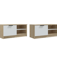 TV-Schränke 2 Stk. Weiß Sonoma-Eiche 80x35x36,5cm Holzwerkstoff