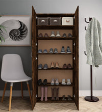 Schuhschrank Räuchereiche 80x35,5x180 cm Holzwerkstoff