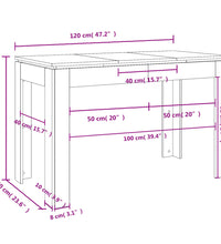 Esstisch Grau Sonoma 120x60x76 cm Holzwerkstoff