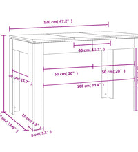 Esstisch Braun Eichen-Optik 120x60x76 cm Holzwerkstoff