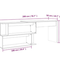 Eckschreibtisch Räuchereiche 200x50x76 cm Holzwerkstoff