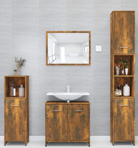 Badezimmerschrank Räuchereiche 30x30x183,5 cm Holzwerkstoff