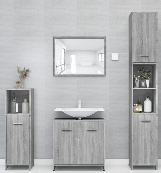 Badezimmerschrank Grau Sonoma 30x30x183,5 cm Holzwerkstoff