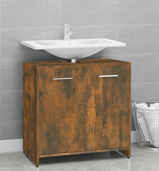Badschrank Räuchereiche 60x33x60 cm Holzwerkstoff