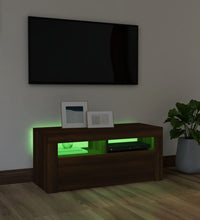 TV-Schrank mit LED-Leuchten Braun Eichen-Optik 90x35x40 cm