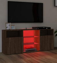 TV-Schrank mit LED-Leuchten Braun Eichen-Optik 120x30x50 cm