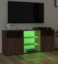 TV-Schrank mit LED-Leuchten Braun Eichen-Optik 120x30x50 cm