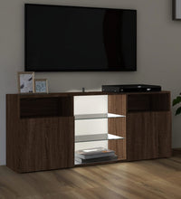 TV-Schrank mit LED-Leuchten Braun Eichen-Optik 120x30x50 cm