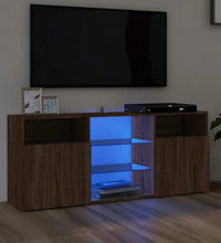TV-Schrank mit LED-Leuchten Braun Eichen-Optik 120x30x50 cm