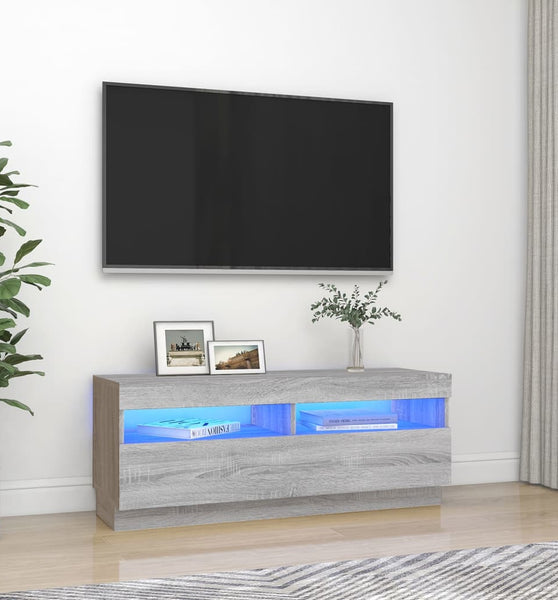 TV-Schrank mit LED-Leuchten Grau Sonoma 100x35x40 cm