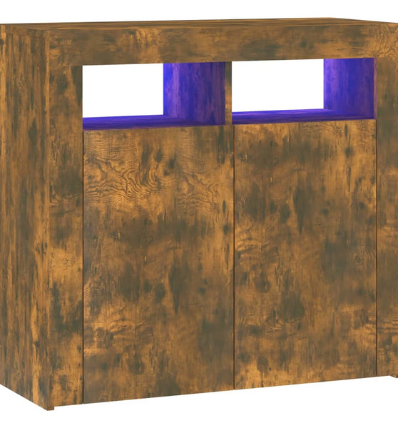 Sideboard mit LED-Beleuchtung Räuchereiche 80x35x75 cm
