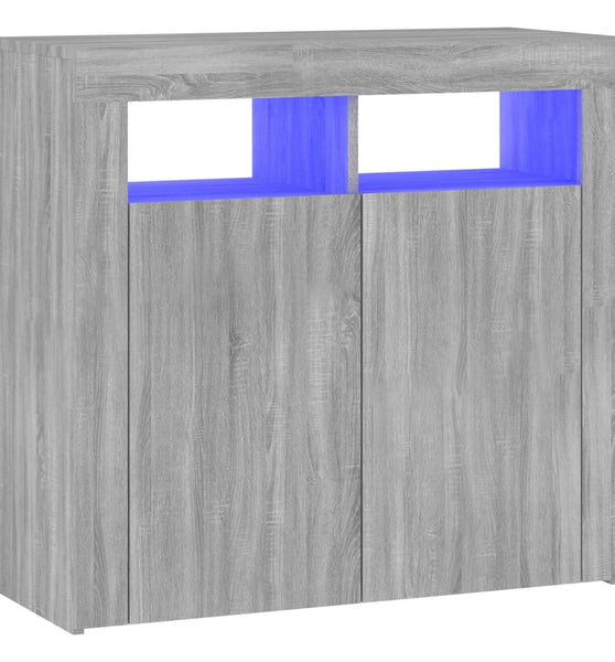 Sideboard mit LED-Beleuchtung Grau Sonoma 80x35x75 cm