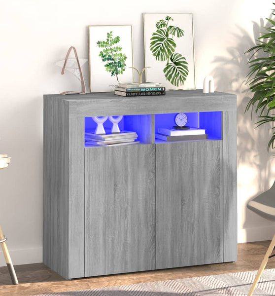 Sideboard mit LED-Beleuchtung Grau Sonoma 80x35x75 cm