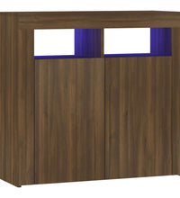 Sideboard mit LED-Beleuchtung Braun Eichen-Optik 80x35x75 cm