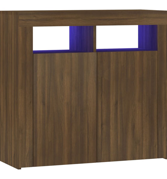 Sideboard mit LED-Beleuchtung Braun Eichen-Optik 80x35x75 cm