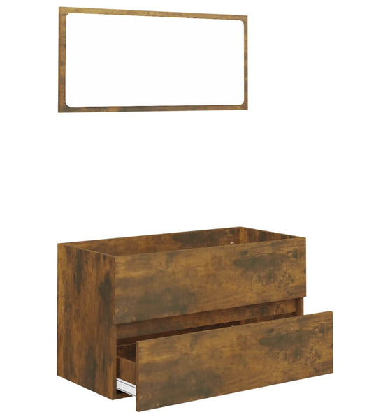 2-tlg. Badmöbel-Set Räuchereiche Holzwerkstoff