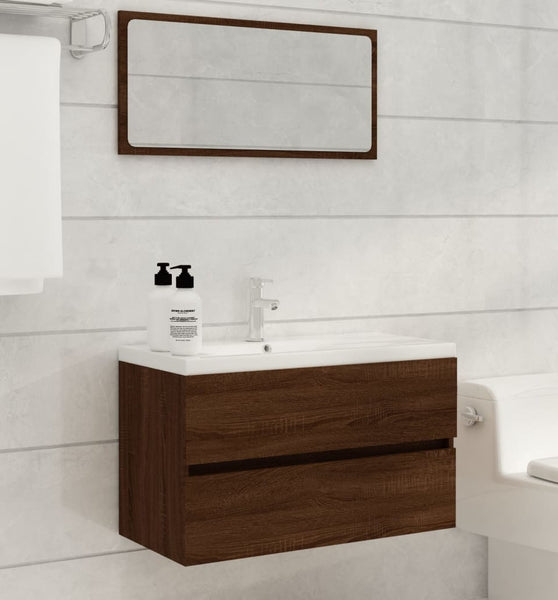 2-tlg. Badmöbel-Set Braun Eichen-Optik Holzwerkstoff