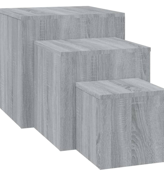 Beistelltische 3 Stk. Grau Sonoma Holzwerkstoff