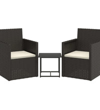 3-tlg. Garten-Sofagarnitur mit Kissen Schwarz Poly Rattan