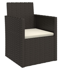 3-tlg. Garten-Sofagarnitur mit Kissen Schwarz Poly Rattan