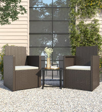 3-tlg. Garten-Sofagarnitur mit Kissen Schwarz Poly Rattan