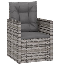 3-tlg. Garten-Lounge-Set mit Kissen Poly Rattan Grau