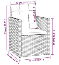 3-tlg. Garten-Lounge-Set mit Kissen Poly Rattan Grau