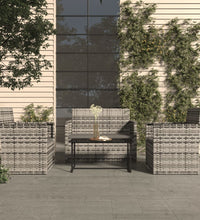 4-tlg. Garten-Lounge-Set mit Kissen Poly Rattan Grau