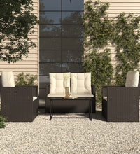 4-tlg. Garten-Lounge-Set mit Kissen Poly Rattan Schwarz