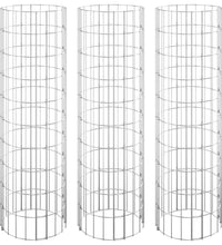 Gabionen-Hochbeete 3 Stk. Rund Verzinkter Stahl Ø30x100 cm