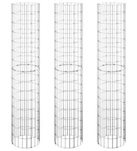Gabionen-Hochbeete 3 Stk. Rund Verzinkter Stahl Ø30x150 cm