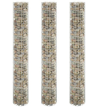 Gabionen-Hochbeete 3 Stk. Rund Verzinkter Stahl Ø30x200 cm