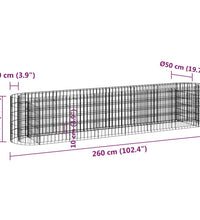 Gabionen-Hochbeet Verzinktes Eisen 260x50x50 cm
