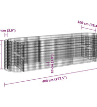 Gabionen-Hochbeet Verzinktes Eisen 400x100x100 cm