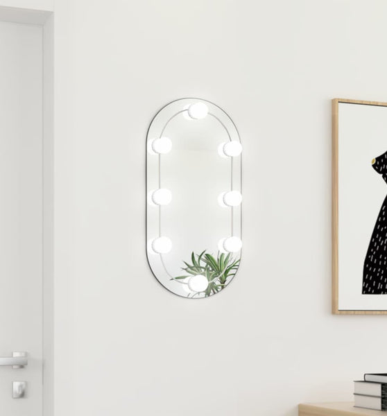 Spiegel mit LED-Leuchten 60x30 cm Glas Oval