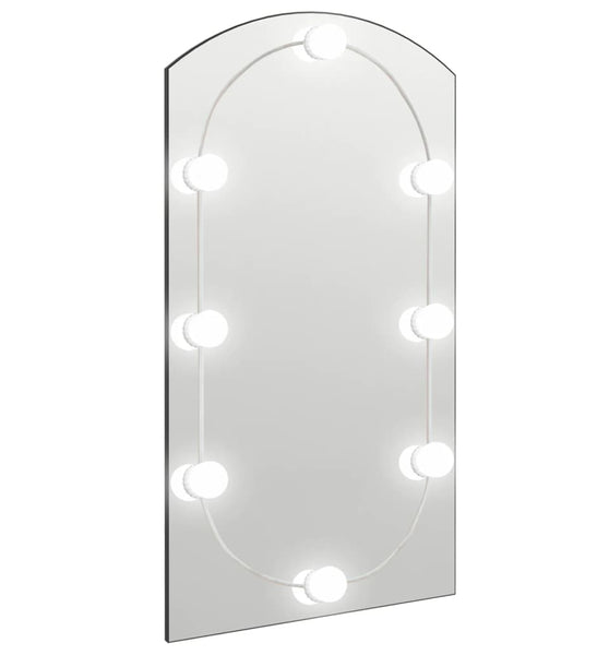 Spiegel mit LED-Leuchten 90x45 cm Glas Bogenförmig